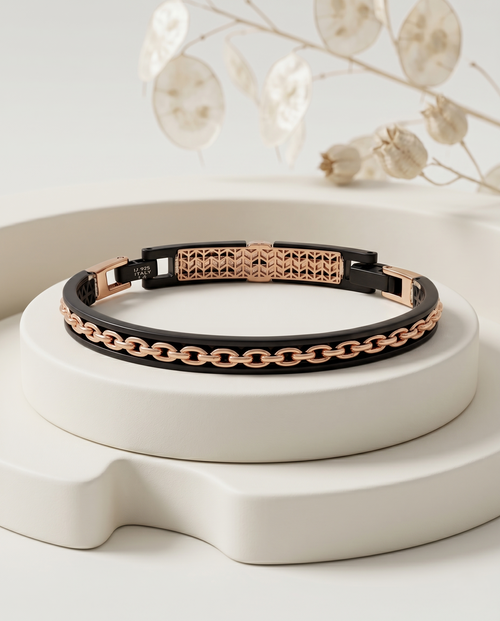 Load image 1 in gallery view. Rose Gold & Black Chain Bracelet