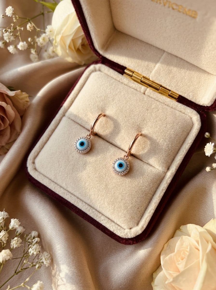 Nazar Halo Hoop Earrings