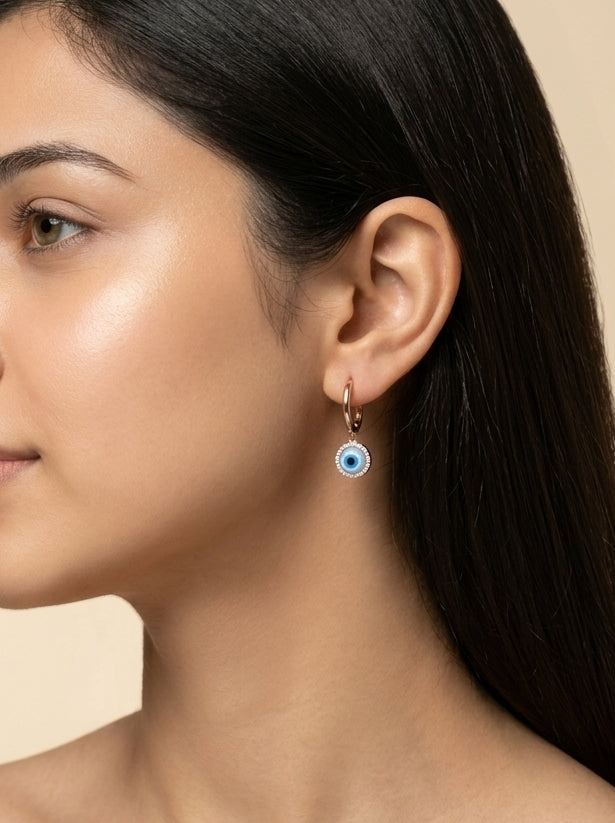 Nazar Halo Hoop Earrings