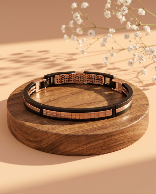 Load image 1 in gallery view. Modern Black Gold Bangle