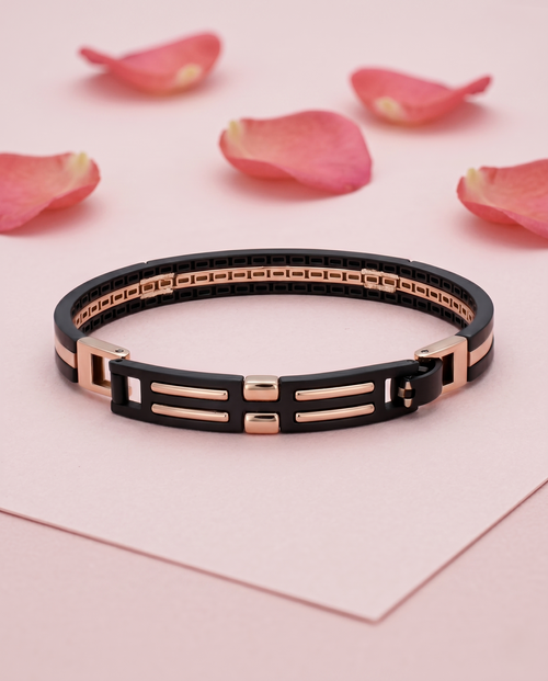 Load image 1 in gallery view. Modern Black Gold Bangle