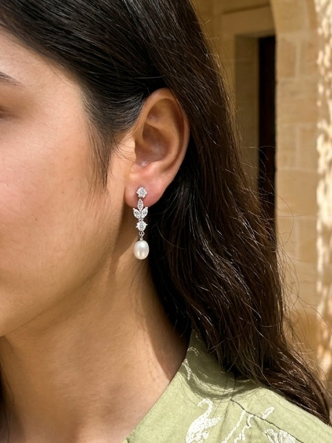 Marquise Vine Pearl Earrings