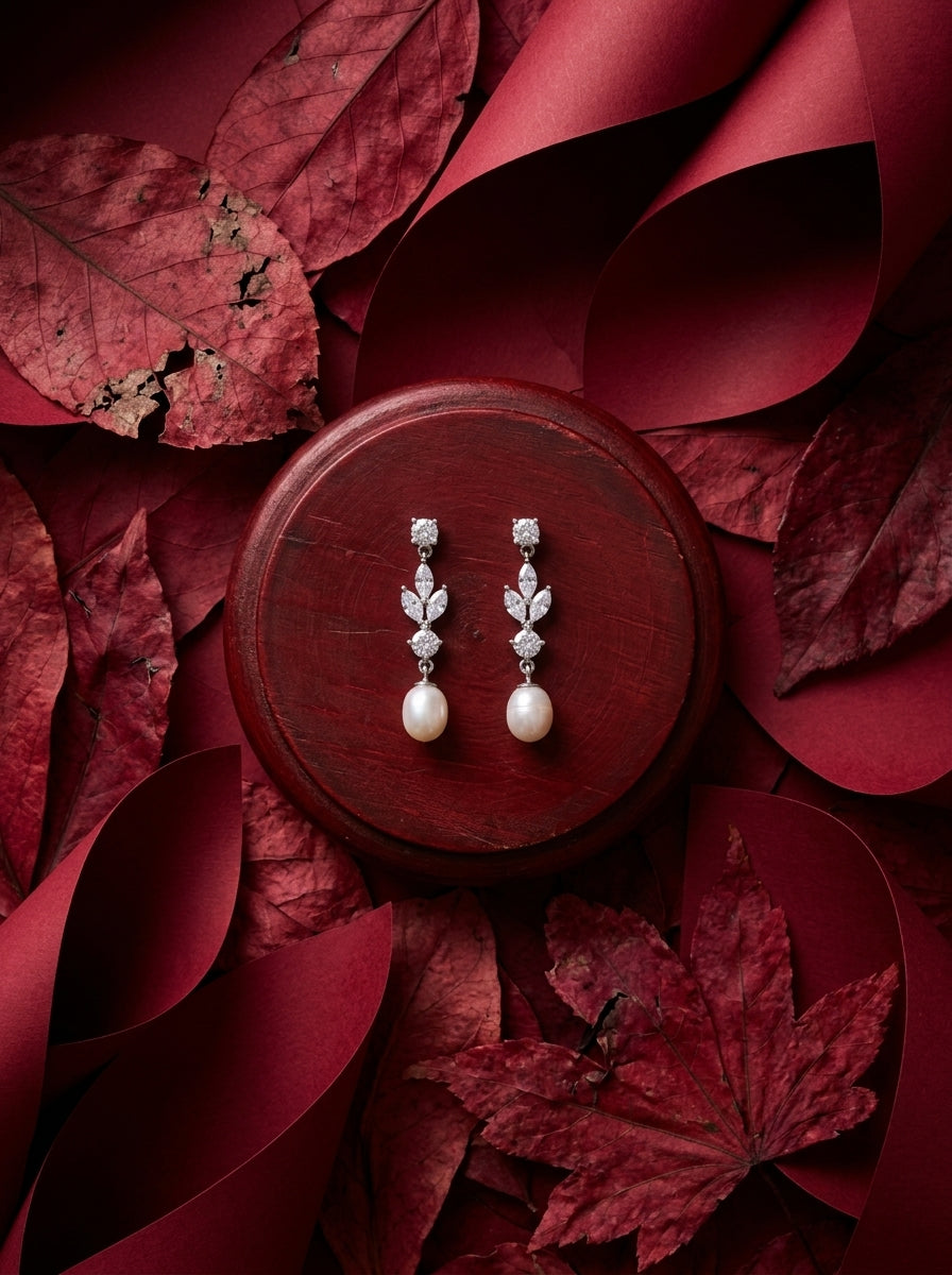 Marquise Vine Pearl Earrings