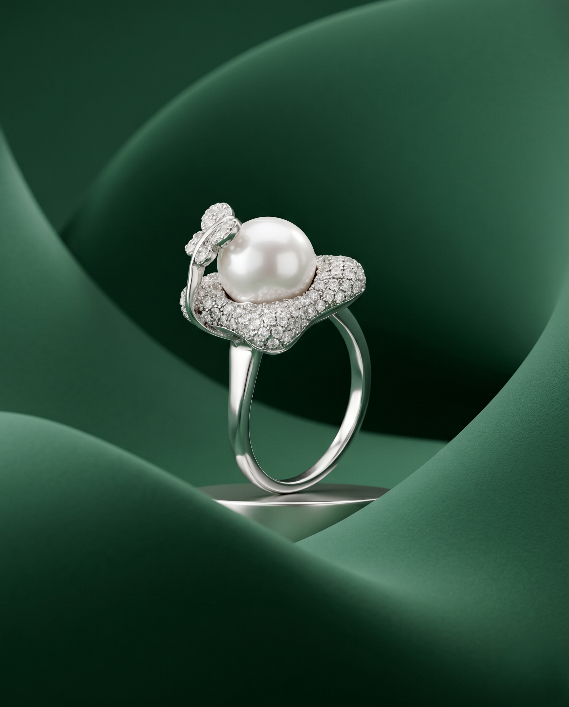 Elegant Floral Pearl Ring