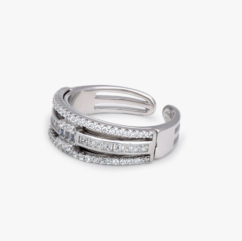 Load image 1 in gallery view. Triple Row CZ Adjustable Ring