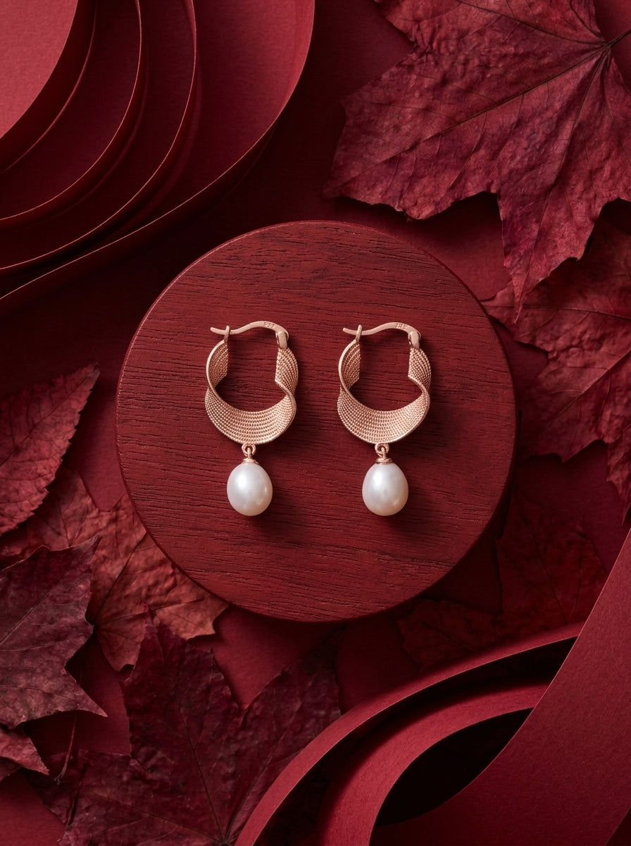 Rose-Toned Ribbon Earrings