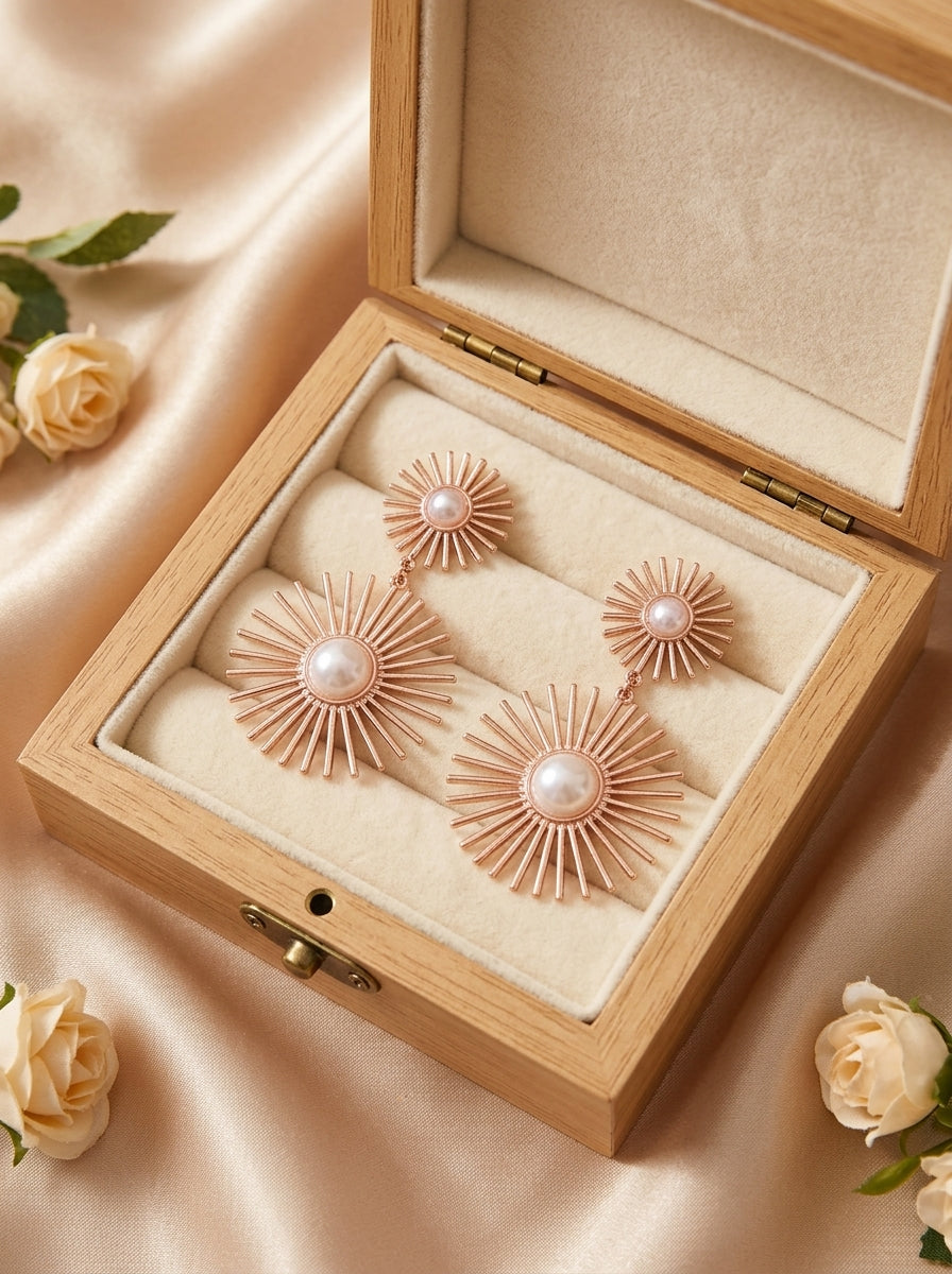 Solaris Sunburst Pear Earrings