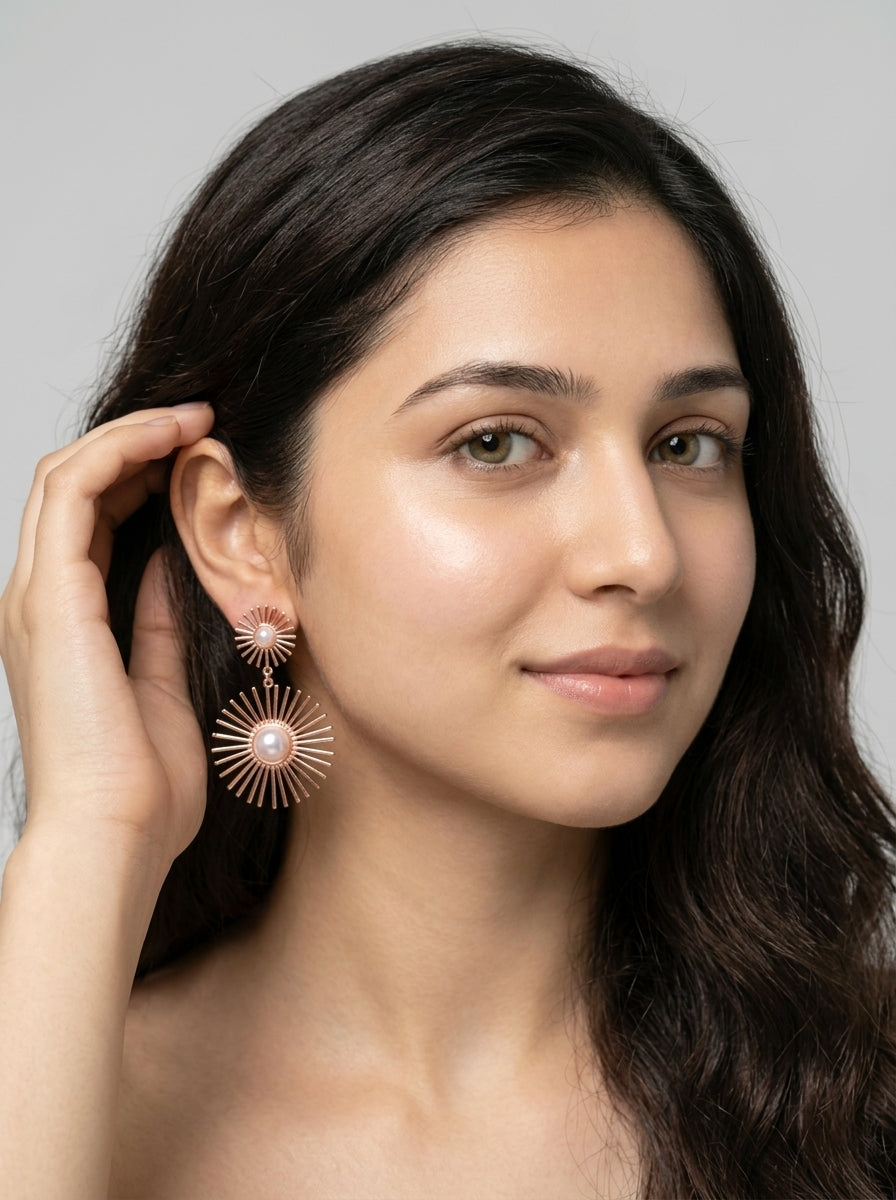Solaris Sunburst Pear Earrings