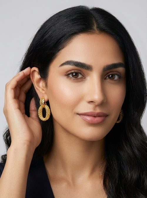 Load image 1 in gallery view. Regency Lattice Drop Earrings