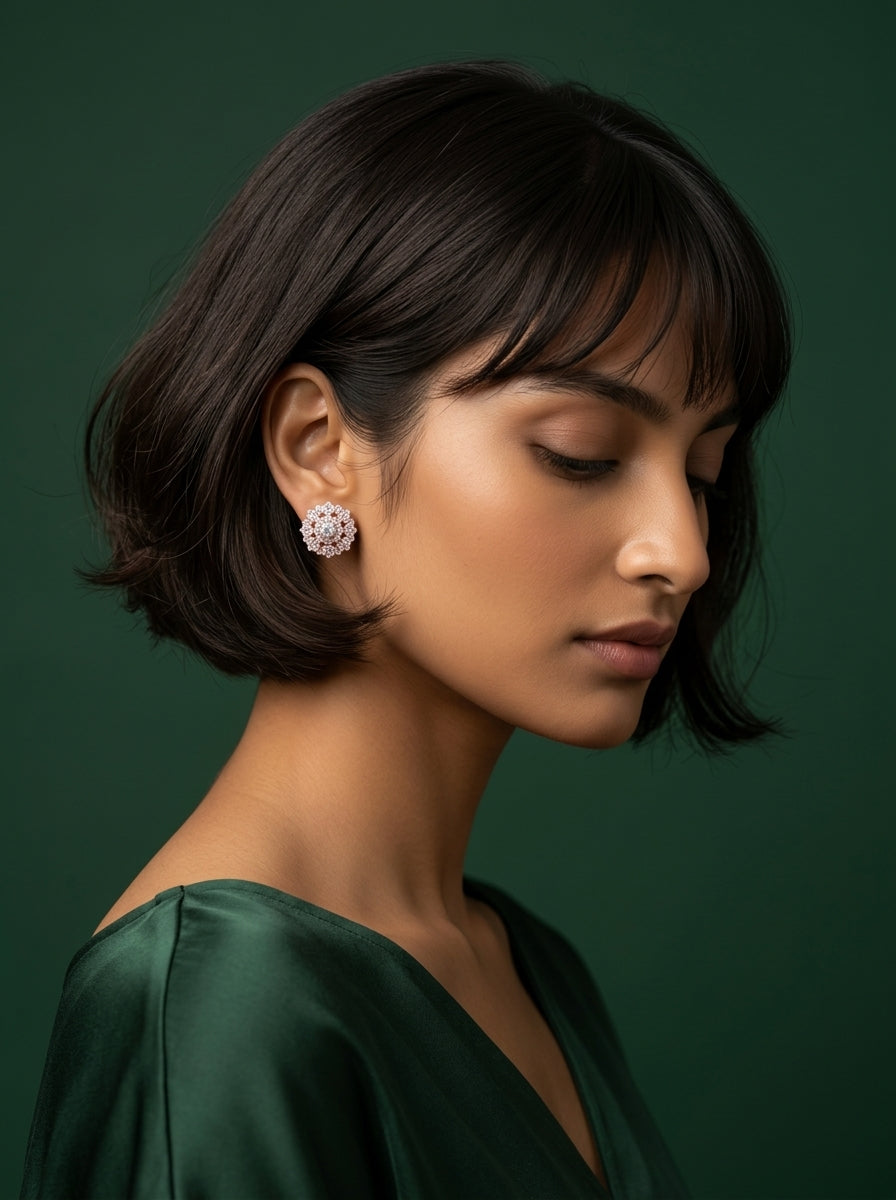 Stellar Halo Solitaire Earrings