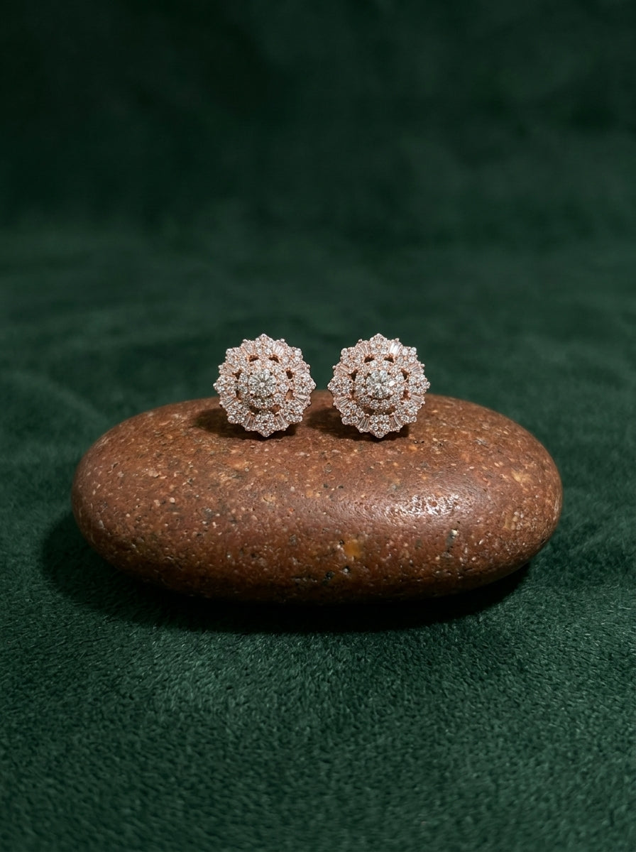 Stellar Halo Solitaire Earrings