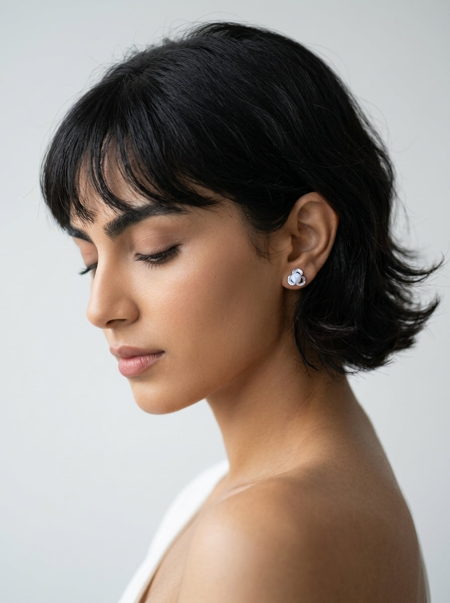 Trillium Bloom Pearl Studs