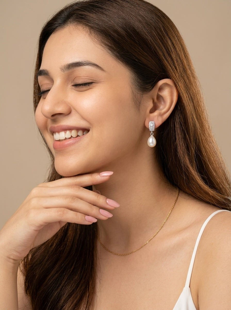 Celestial Hoop Pearl Earrings