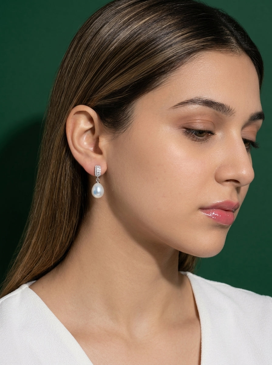 Celestial Hoop Pearl Earrings