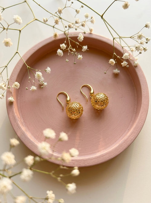 Load image 1 in gallery view. Aura Perforated Globe Earrings