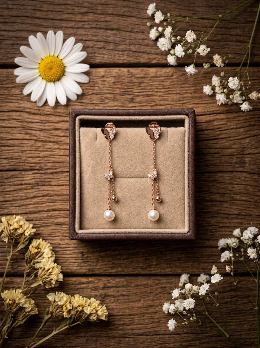 Fluttering Grace Chain Earrings