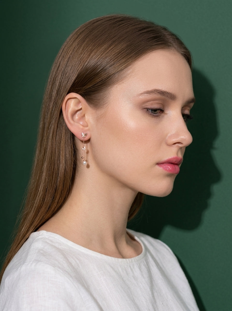 Fluttering Grace Chain Earrings