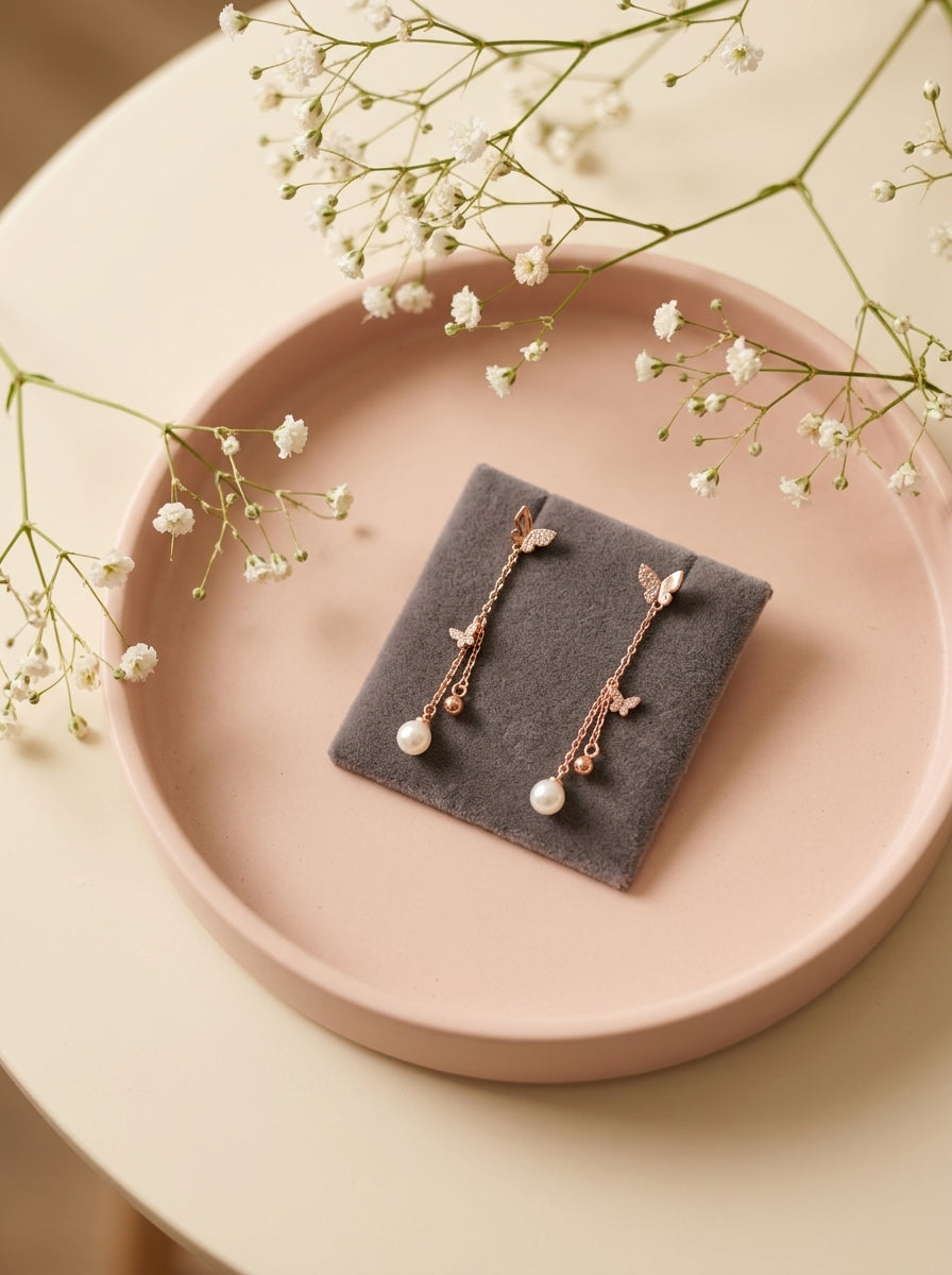 Fluttering Grace Chain Earrings