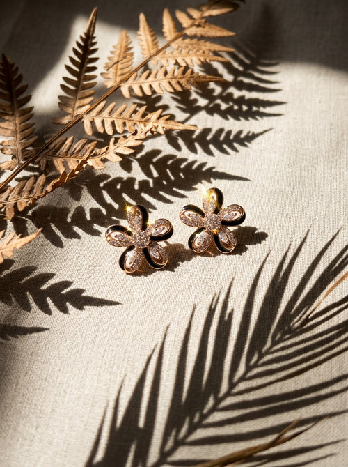 Load image 1 in gallery view. Noir Petal Blossom Studs