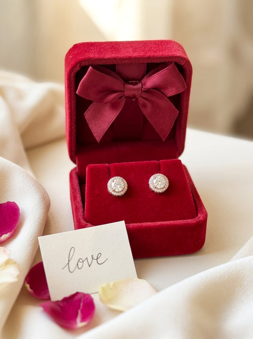 Load image 1 in gallery view. The Rose Blush Halo Studs
