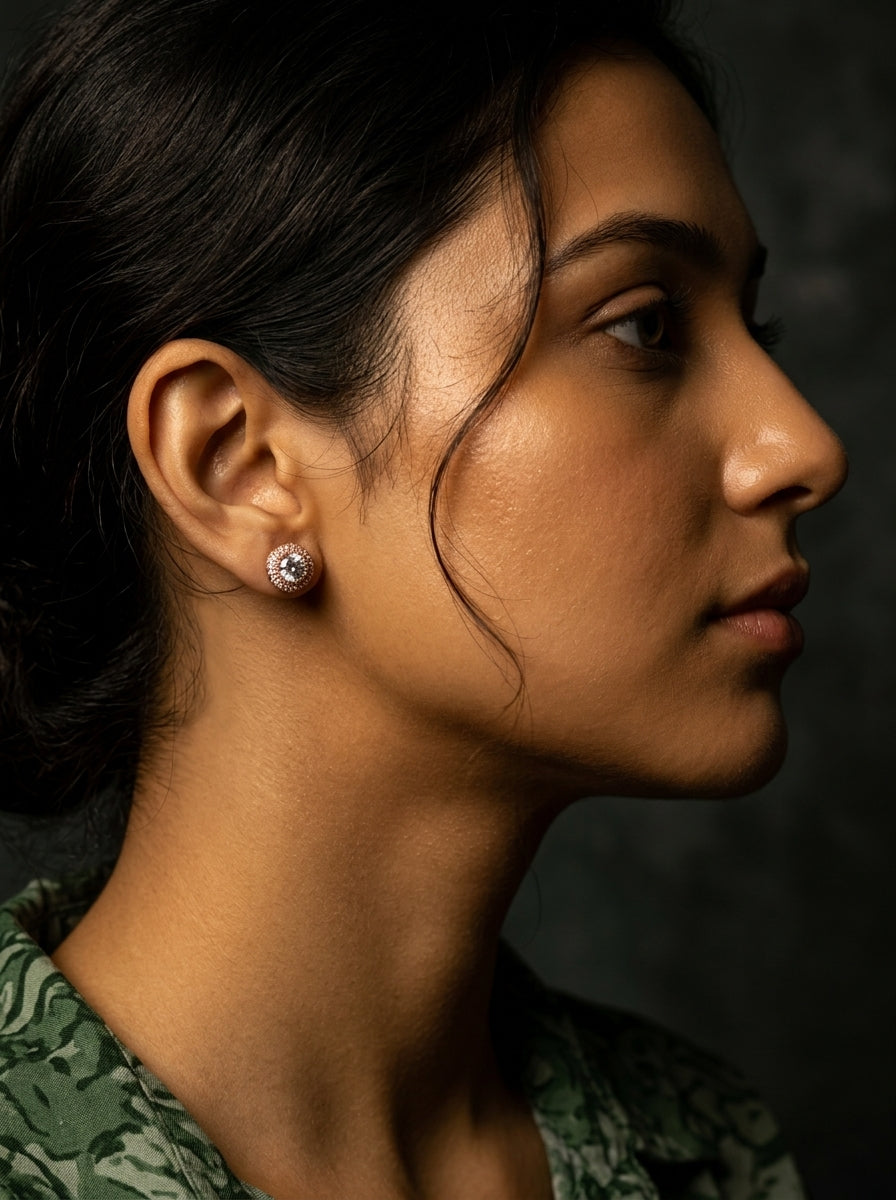 The Rose Blush Halo Studs