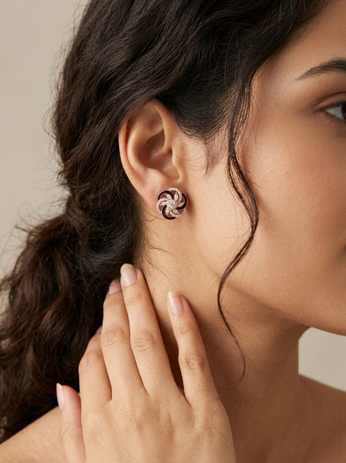 Load image 1 in gallery view. Midnight Ribbon Petal Earrings