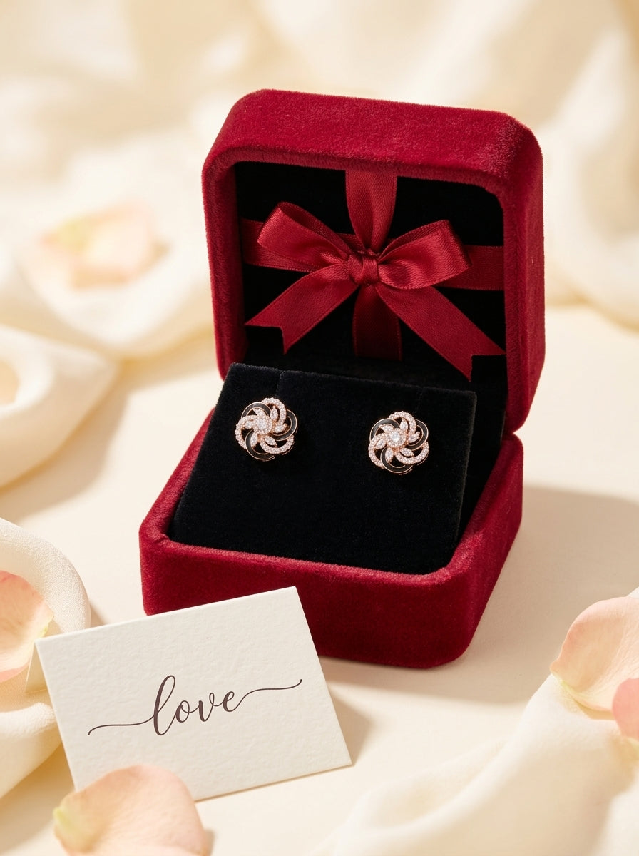 Midnight Ribbon Petal Earrings