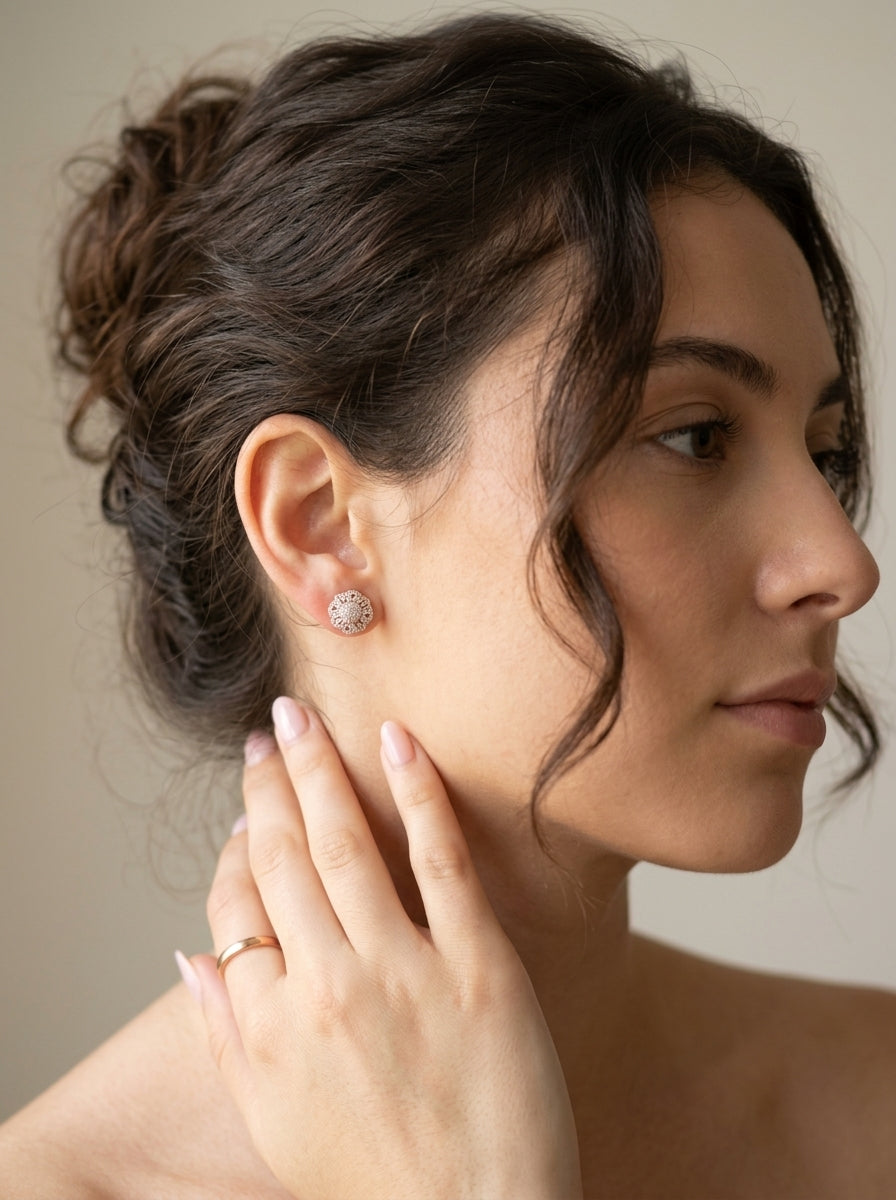 Silver Blossom Cluster Earrings
