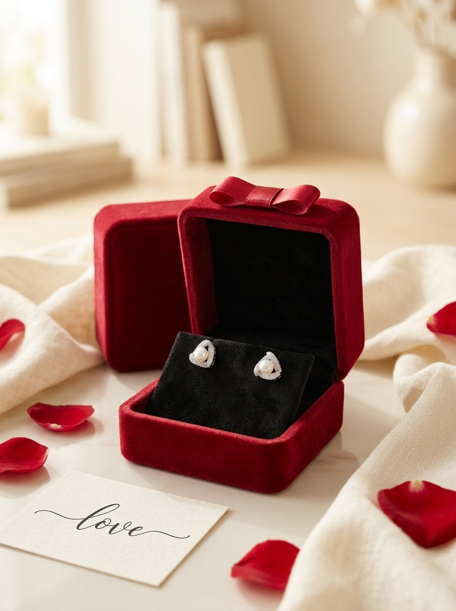 Trigon Pavé Pearl Studs
