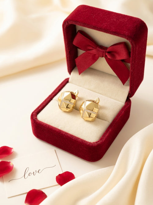 Load image 1 in gallery view. Faceted Gold Studs