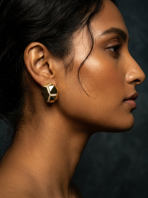 Load image 1 in gallery view. Faceted Gold Studs