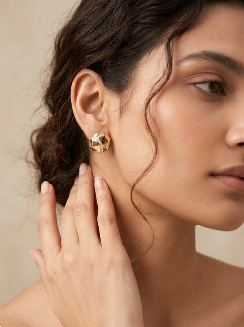 Load image 1 in gallery view. Faceted Gold Studs