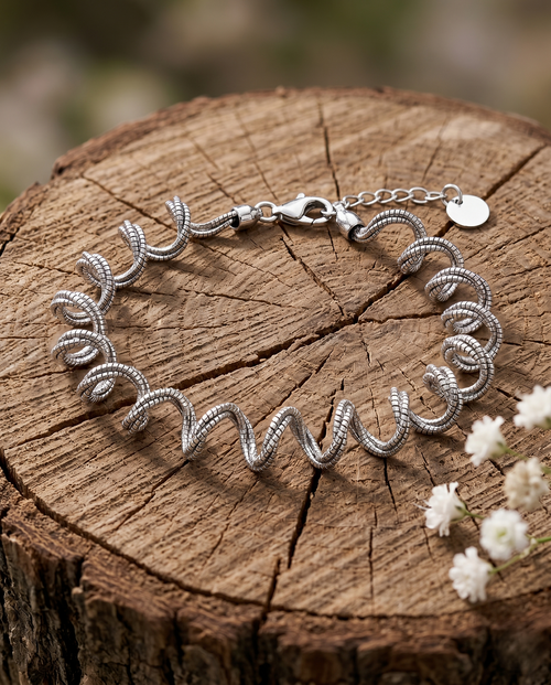 Load image 1 in gallery view. Spiral Silver Bracelet